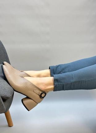 Ексклюзивні ботильйони туфлі з італійської шкіри та замші жіночі на підборах4 фото