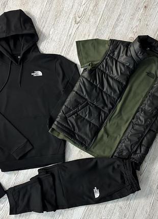 Комплект 5в1 спортивний костюм tnf худі + штани + футболка tnf + жилетка + шкарпетки 2 пари
