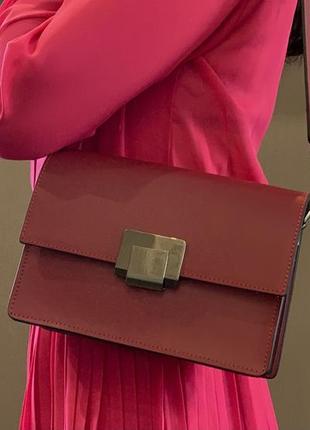 Бордовая сумка италия (кожа 100%)2 фото