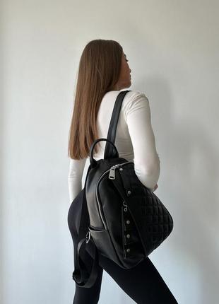 Жіночий шкіряний стьобанний міський рюкзак polina & eiterou5 фото