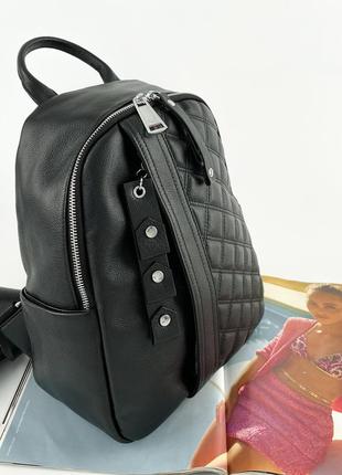 Жіночий шкіряний стьобанний міський рюкзак polina & eiterou7 фото