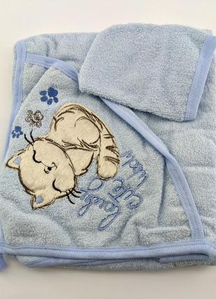 Детское полотенце конверт турция для новорожденного махровое голубое (хдн88)