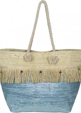 Сумка женская пляжная солома материал - соломка с люрексом цвет голубой fs_vt8198532