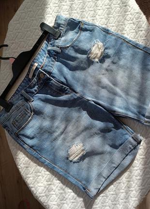 Шорты джинсовые с рвпонами батал1 фото
