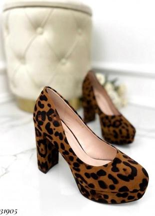 Стильні туфлі на широкому підборі леопард2 фото