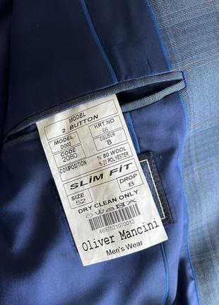 Мужской синий пиджак в клинтинке oliver mancini7 фото