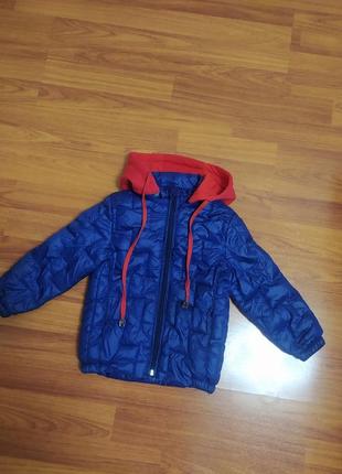Куртка дитяча на хлопчика 98 hysteric пуховик демісезонна пуфер стьобана з капюшоном синя
