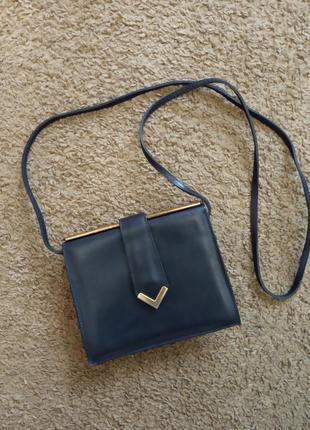 Сумочка кожа тёмно-синяя