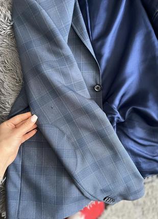 Мужской синий пиджак в клинтинке oliver mancini9 фото