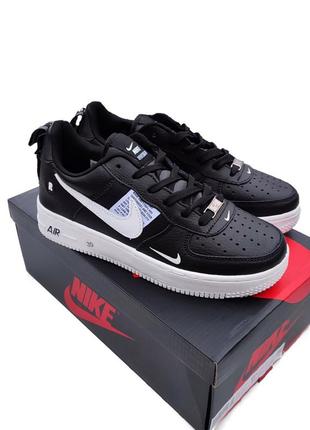 Чоловічі кросівки nike air force 1 black/white чорні з білим🔥