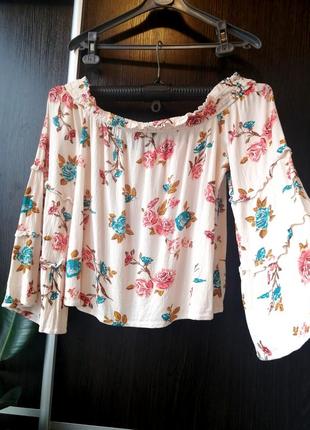 Шикарная, оригинальная блуза блузка цветы. вискоза. primark3 фото