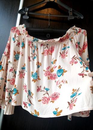 Шикарная, оригинальная блуза блузка цветы. вискоза. primark4 фото