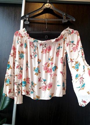 Шикарная, оригинальная блуза блузка цветы. вискоза. primark