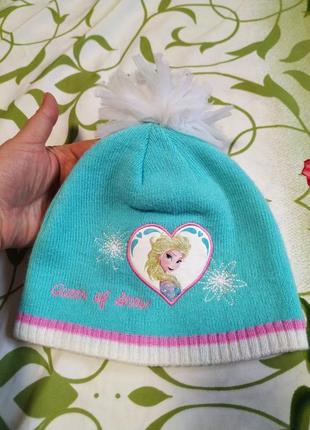 Демисезонная шапка с ельзой для девочки 4-6 лет