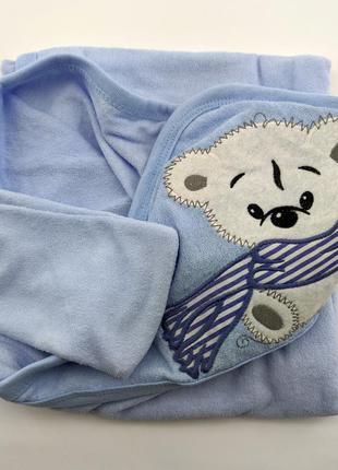 Детское полотенце конверт турция для новорожденного махровое голубое (хдн89)