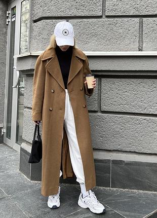 Пальто макси шерсть