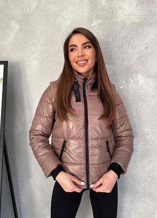 Курточка трансформер короткая со сьемными рукавами с капюшоном весенняя жилетка чёрная красная серая бордовая сиреневая зеленая мокко коричневая