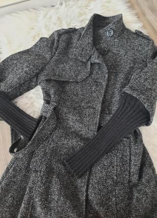 Полупальто, куртка с вязаными рукавами5 фото