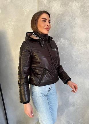 Курточка трансформер короткая со сьемными рукавами с капюшоном весенняя жилетка чёрная красная серая бордовая сиреневая зеленая мокко коричневая