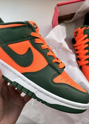 Кроссовки nike dunk low retro miami hurricanes green orange dd1391-300