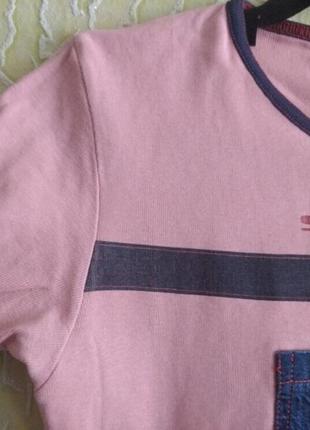 Плотная розовая с джинсой футболка ,р. м, stacey3 фото