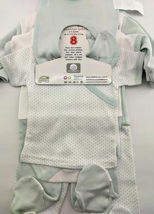 Повний набір у пологовий будинок 0-3 місяців туреччина для новонародженого костюма 8 предметів білий (кдн119)8 фото