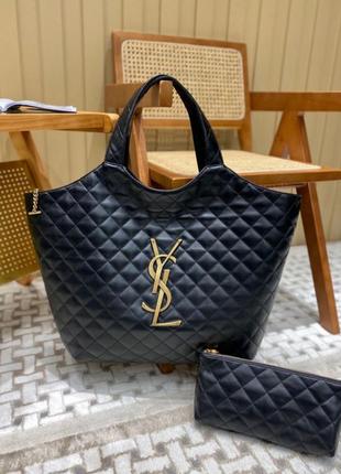 Кожаная сумка шоппер в стиле yves saint laurent