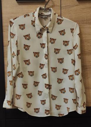 Блузка натуральная блуза с леопардами рубашка2 фото
