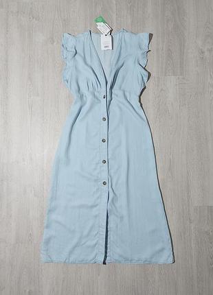 Новое платье миди на пуговицах деним