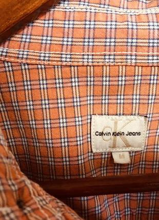 Рубашка с длинным рукавом calvin klein jeans m оранжевая в мелкую клетку3 фото