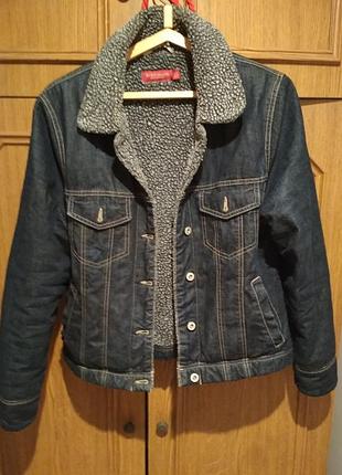 Шерпа джинсовая куртка джинсовка джинсуха теплая с мехом на меху теплая