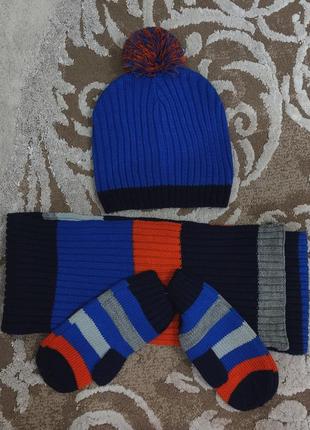 Комплект 3в1 шапка шарф рукавички