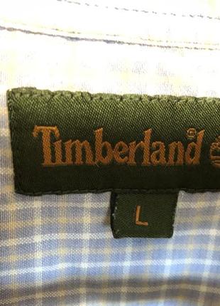 Рубашка с коротким рукавом timeberland l серо-голубая в мелкую клетку4 фото