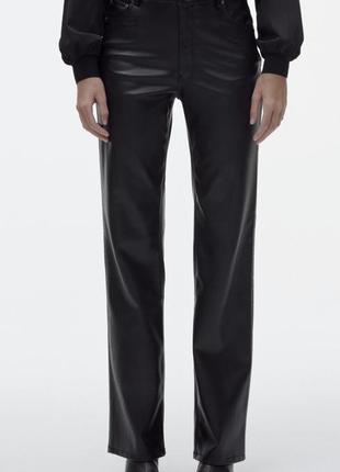 Черные брюки из искусственной кожи zara zw '90s, 44 размер, xl