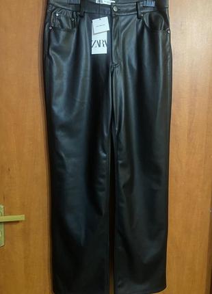 Черные брюки из искусственной кожи zara zw '90s, 44 размер, xl3 фото