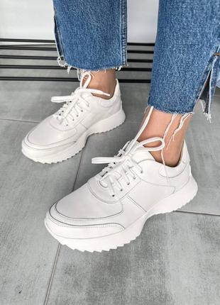 ‼️ розпродаж ‼️ білі базові кросівки з натуральної шкіри