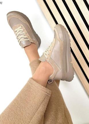 Стильные натуральные (кожа + замша) спортивные женские деми кроссовки ав 💙💛🏆7 фото