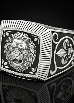 Модное мужское кольцо высокой власти - мужской перстень серебряный лев роскошный перстень со львом размер 19.54 фото