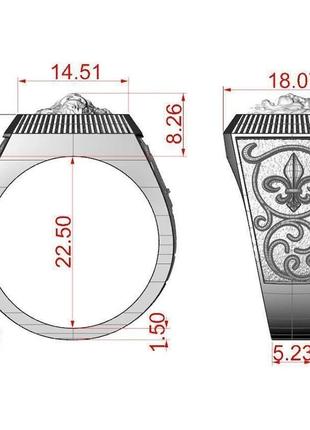Модна чоловіча каблучка високої влади - чоловічий перстень срібний лев розкішний перстень зі левом розмір 19.55 фото