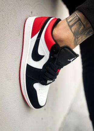 Кроссовки nike jordan 1 low black red мужские3 фото