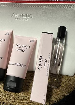 Набор оригинал ginza tokyo shiseido парфюмированная вода крем для рук лосьон для тела гель для душа3 фото