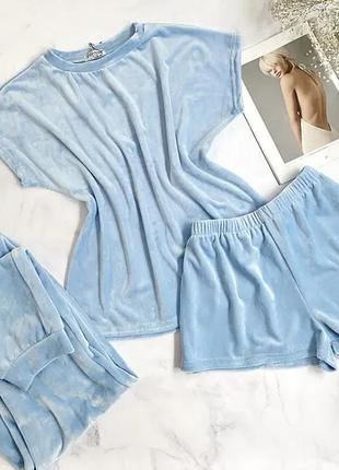 Піжама жіноча, блакитна1 фото