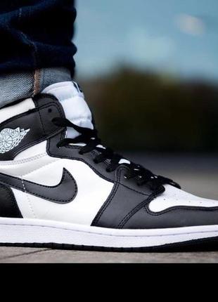 Кроссовки nike jordan 1  black white мужские найк аир форс 1 черные белые кроссовки1 фото