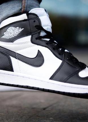 Кроссовки nike jordan 1  black white мужские найк аир форс 1 черные белые кроссовки5 фото