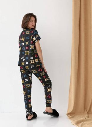 Пижама принт lv рубашка и штаны софт 2 цвета10 фото