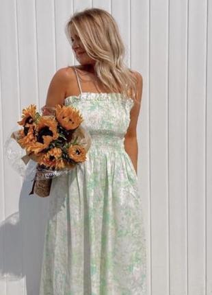 Натуральное платье на тонких бретелях сарафан м