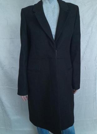 Прямое пальто черного цвета из шерсти2 фото