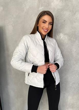 Стильная куртка женская комфортная классная классная классическая, удобная модная трендовая белая3 фото