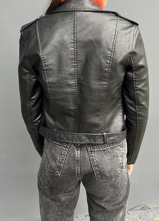 Шкіряна куртка-косуха в стилі zara4 фото
