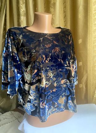 Блуза-ралетайка, панбархат - стрейч, от британского, модного бренда topshop.1 фото